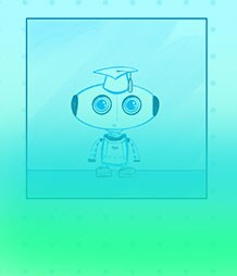 drawing of robot with graduation hat