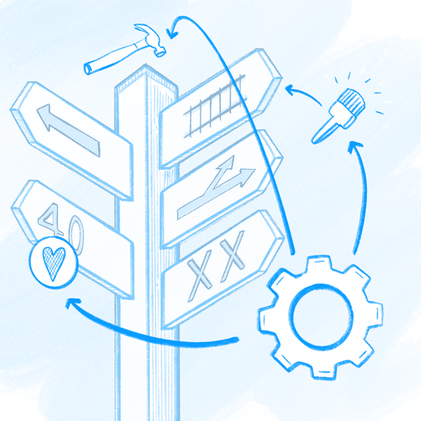 Wheel turning next to a sign