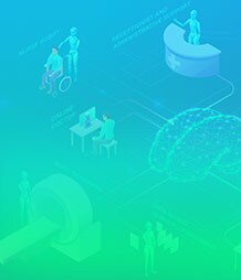 robots working in healthcare illustration