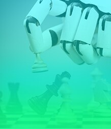 visual of robot hand playing chess