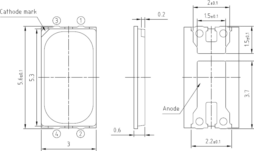 Technische Zeichnung - ams OSRAM DURIS™ E5 LEDs