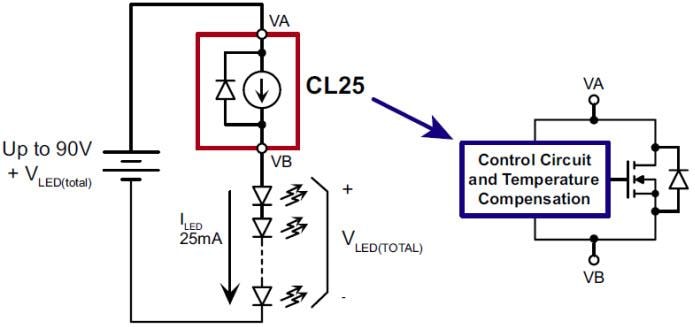 Microchip Technology CL25 Temperatur-kompensierte Konstantstrom-LED-Treiber