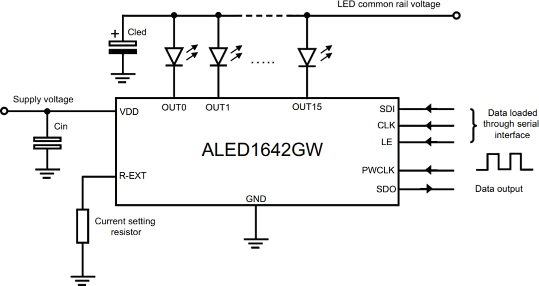 Applikations-Schaltungsdiagramm - STMicroelectronics ALED1642GW LED Display-Treiber