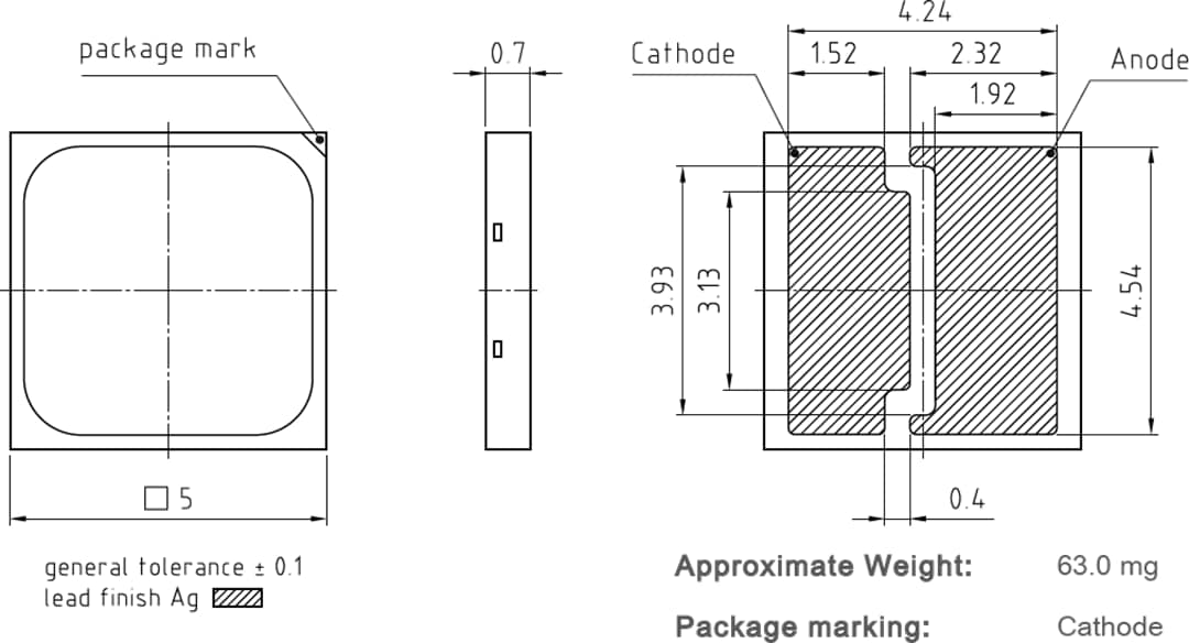 Technische Zeichnung - ams OSRAM DURIS S 8 LED