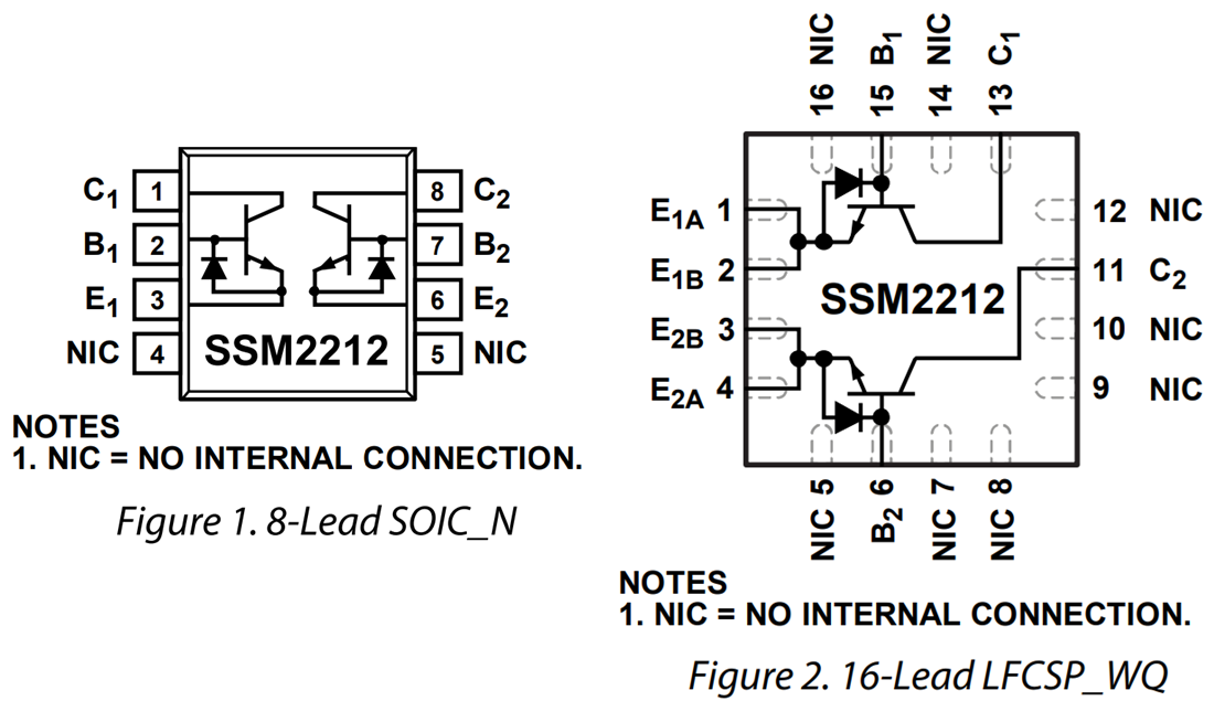 Schaltungsanordnung - Analog Devices Inc. SSM2212 Dualer NPN-abgeglichener Transistor