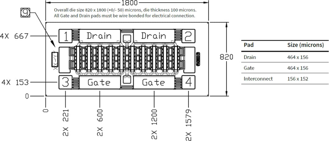 Technische Zeichnung - MACOM CGHV600 6GHz GaN HEMT