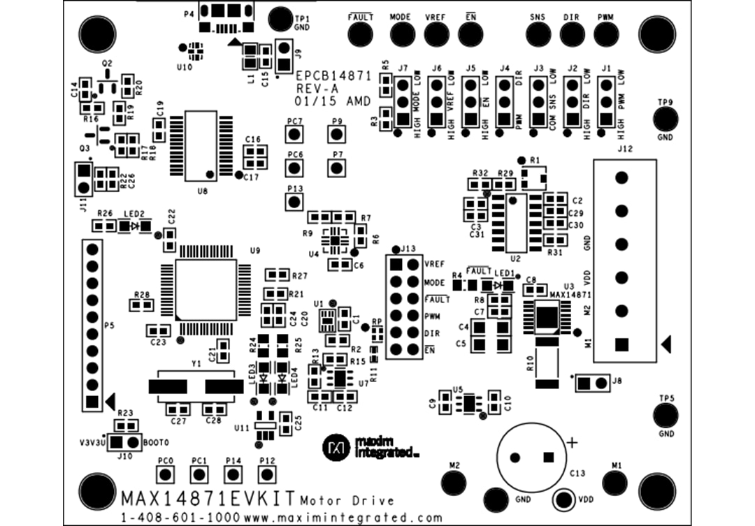 Technische Zeichnung - Analog Devices / Maxim Integrated MAX14871EVKIT Evaluierungskit