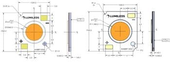 Technische Zeichnung - Lumileds LUXEON CoB LEDs der dritten Generation