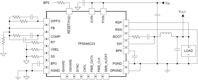 Applikations-Schaltungsdiagramm - Texas Instruments TPS546C23 Synchrone Abwärtswandler