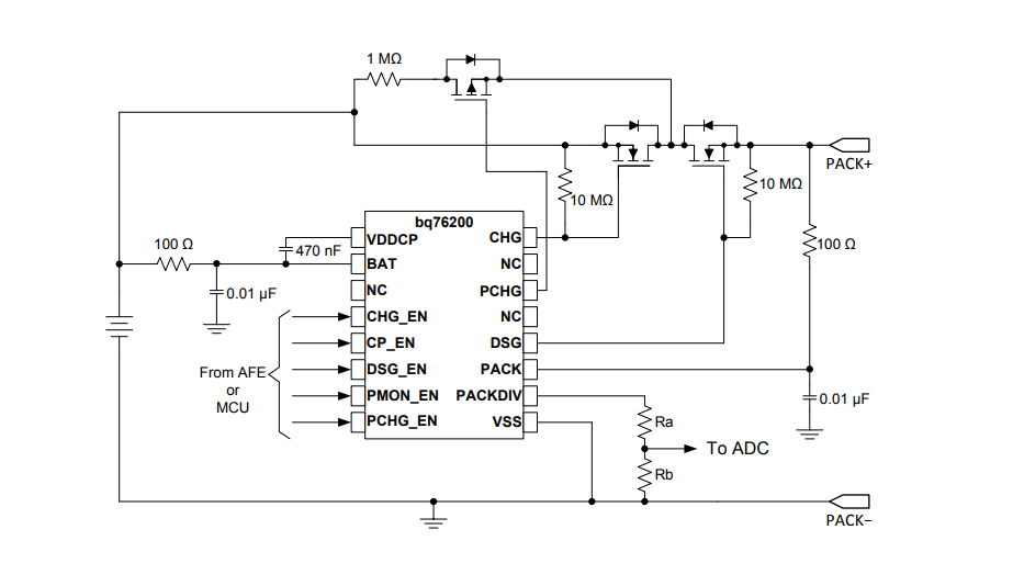 Blockdiagramm - Texas Instruments bq76200 High-Side-N-Kanal-FET-Treiber