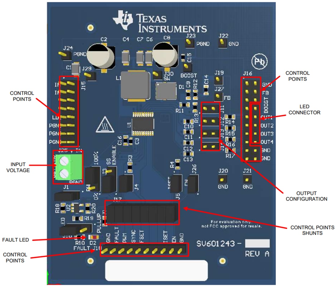 Technische Zeichnung - Texas Instruments TPS61194EVM LED-Treiber-Evaluationsmodule