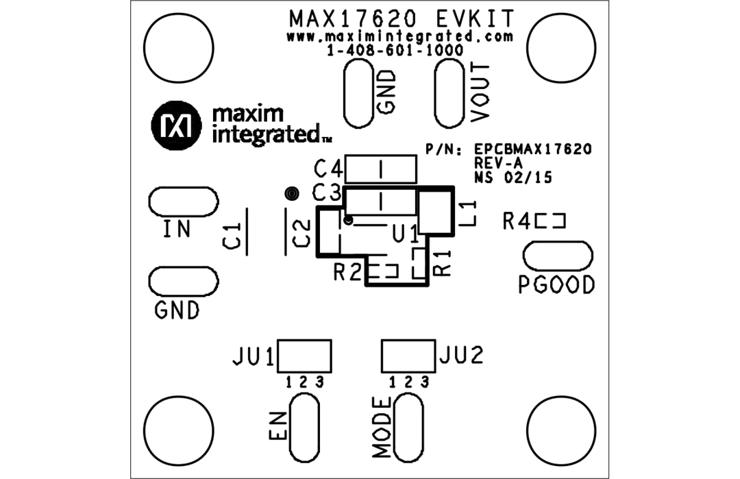 Technische Zeichnung - Analog Devices / Maxim Integrated MAX17620EVKIT Evaluationskit