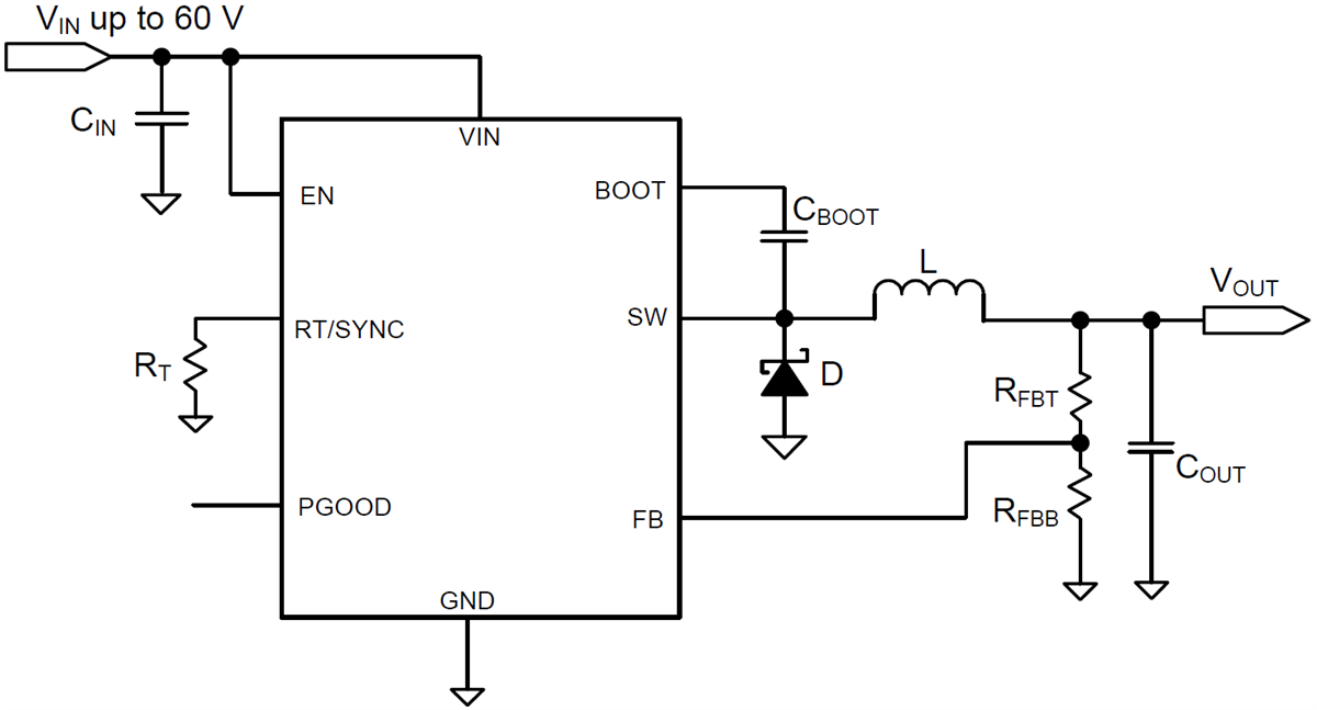 Schaltplan - Texas Instruments LMR16020 SIMPLE SWITCHER® Abwärtswandler