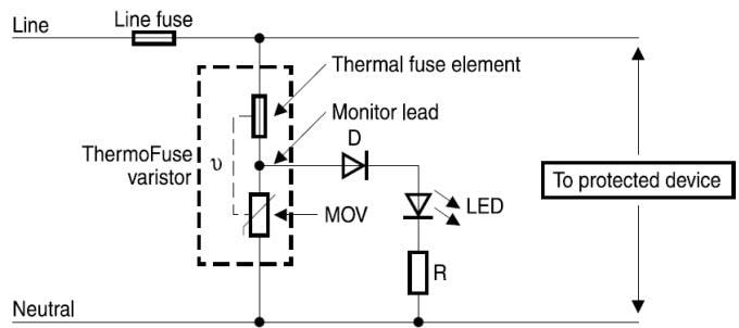 Applikations-Schaltungsdiagramm - EPCOS / TDK Thermo-Fuse™-Varistoren der T-Baureihe