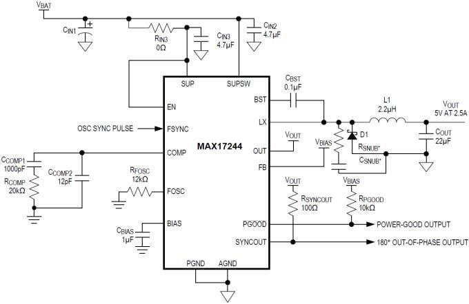 Applikations-Schaltungsdiagramm - Analog Devices / Maxim Integrated MAX17244 Synchroner DC/DC-Abwärtswandler