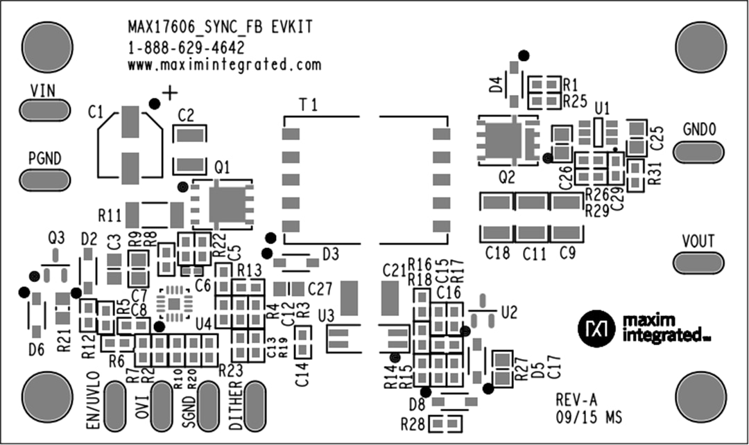 Technische Zeichnung - Analog Devices / Maxim Integrated MAX17606SFBEVKIT Evaluierungskit