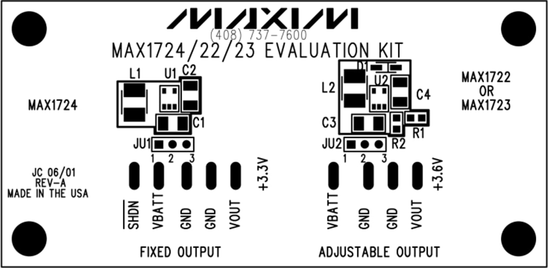 Technische Zeichnung - Analog Devices / Maxim Integrated MAX1724EVKIT Evaluierungskit