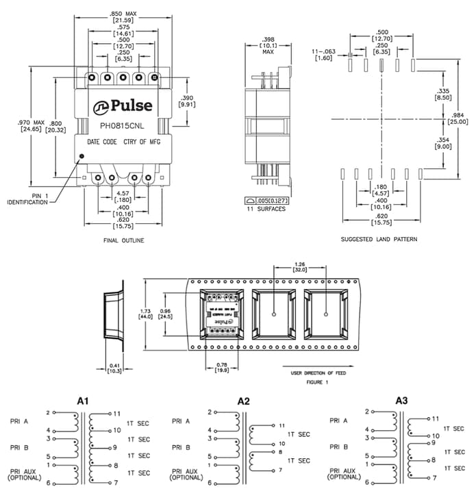 Pulse Electronics PH08xxCNL Flat Coil Planar Transformers