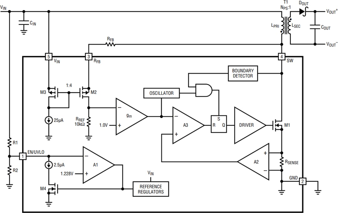 Blockdiagramm - Analog Devices Inc. LT8301/LT8302 Isolierte Sperrwandler