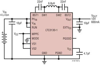 Applikations-Schaltungsdiagramm - Analog Devices Inc. LTC31xx Synchrone DC/DC-Auf-/Abwärtswandler