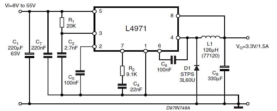 STMicroelectronics L4971 Monolithische Abwärts-Stromschaltregler