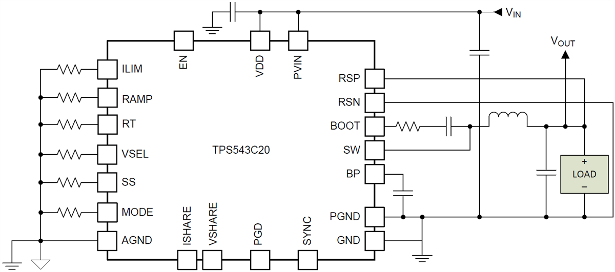 Schaltplan - Texas Instruments TPS543C20 SWIFT-Abwärtswandler