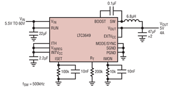 Applikations-Schaltungsdiagramm - Analog Devices Inc. LTC36xx/LTC7149-Baureihe Abwärtsregler