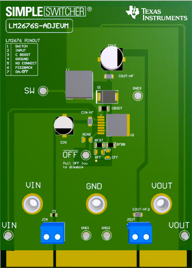 Technische Zeichnung - Texas Instruments LM2676S-ADJEVM Evaluationsmodul (EVM)