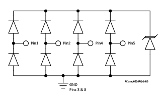 Block Diagram - Semtech RClamp0524PQ RailClamp® TVS Array