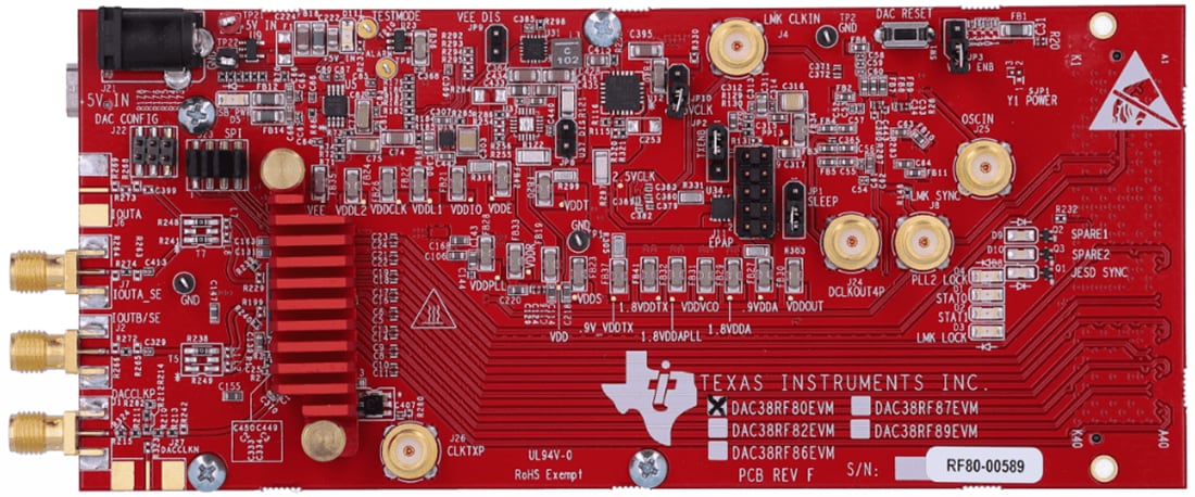 Technische Zeichnung - Texas Instruments DAC38RF80EVM Evaluierungsmodul (EVM)