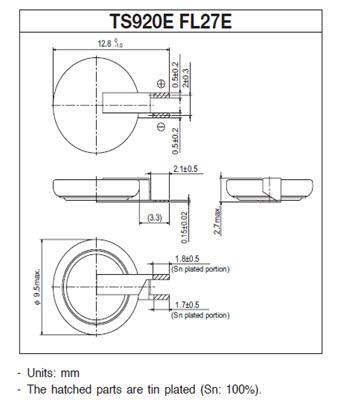 Chart - Seiko Instruments TS920E TS Lithium Rechargeable Battery