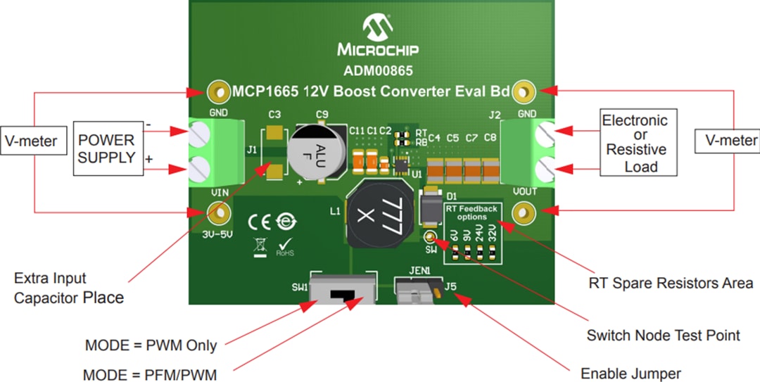 Microchip Technology MCP1665 Aufwärtswandler-Evaluationsboard