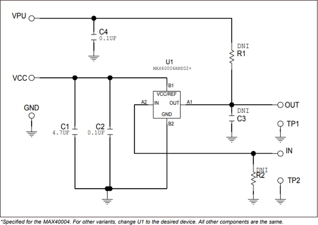 Schaltplan - Analog Devices / Maxim Integrated MAX40002-MAX40005 Evaluierungskits