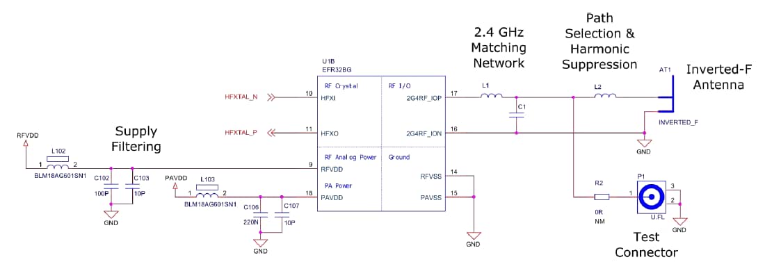 Schaltplan - Silicon Labs SLWRB4100A SOC-Funkboard