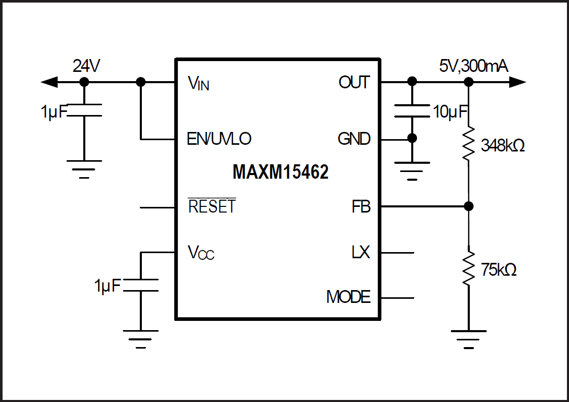 Blockdiagramm - Analog Devices / Maxim Integrated MAXM15462 Kompaktes Abwärts-Leistungsmodul