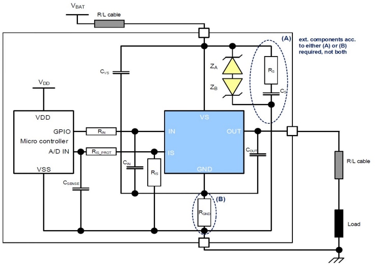Applikations-Schaltungsdiagramm - Infineon Technologies SHIELDBTS500101T Arduino-High-Side-Schalter-Shield