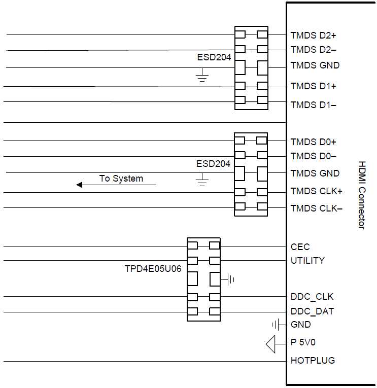 Schaltplan - Texas Instruments ESD204 TVS ESD-Schutz-Diodenarray