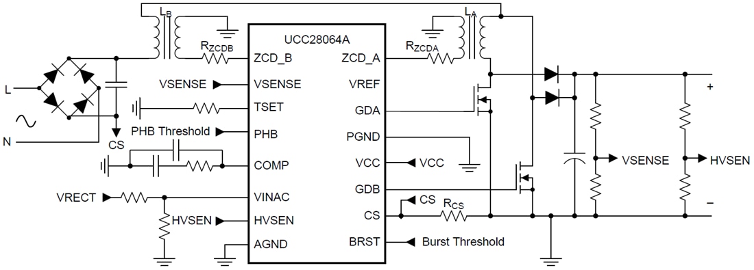 Schaltplan - Texas Instruments UCC28064A PFC-Controller mit Übergangsmodus