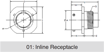 Technische Zeichnung - Amphenol Industrial LPT-Steckverbinder-Baureihe