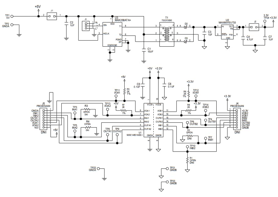 Schaltplan - Analog Devices / Maxim Integrated MAX14851 Evaluierungskit