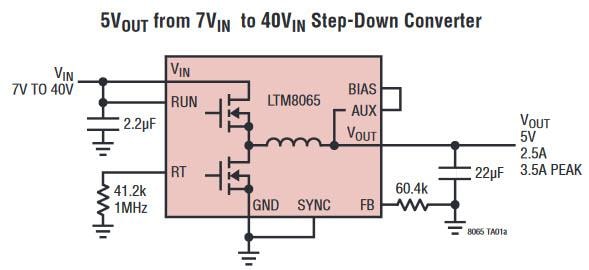 Applikations-Schaltungsdiagramm - Analog Devices Inc. LTM8065 Silent Switcher µModule-Regler