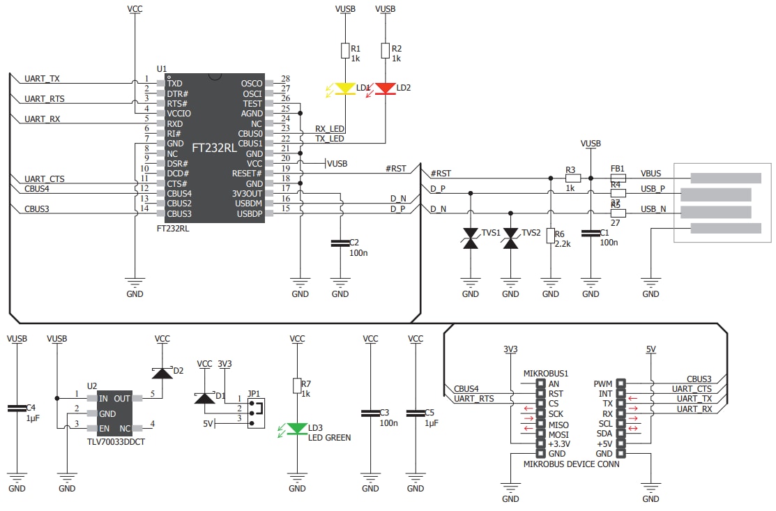 Schaltplan - Mikroe USB UART 4 Click Board™