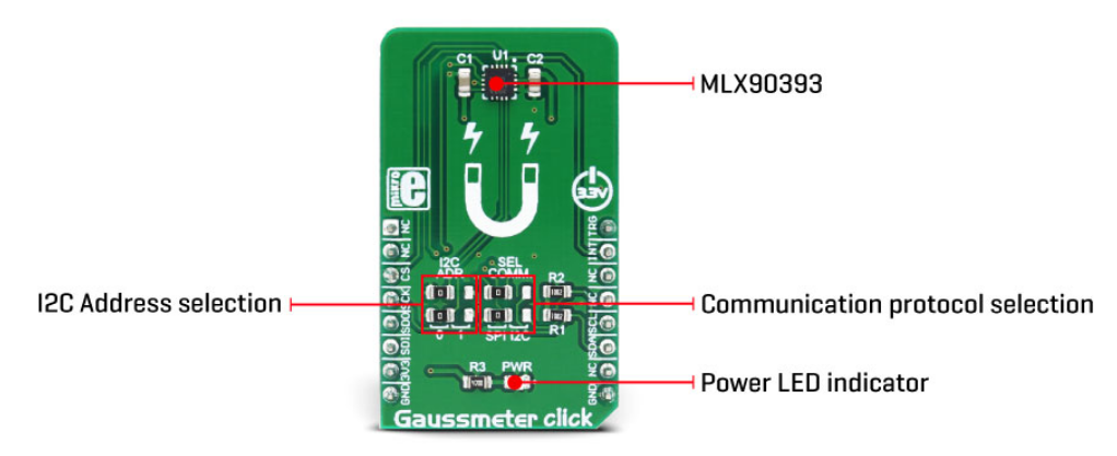 Mikroe MIKROE-3099 Gaussmeter Click