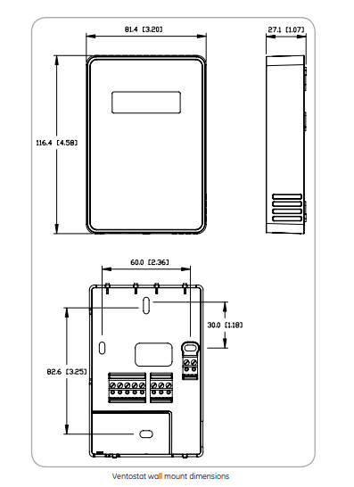 Technische Zeichnung - Amphenol Advanced Sensors T8000 CO2-, Luftfeuchtigkeits- und Temperatursender