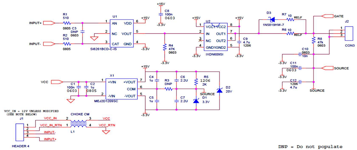 Schaltplan - Wolfspeed CGD15SG00D2 Gate-Treiber-Board