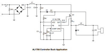 Applikations-Schaltungsdiagramm - Diodes Incorporated AL1788 AC/DC-PFC-Controller