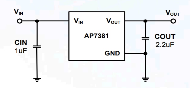 Applikations-Schaltungsdiagramm - Diodes Incorporated AP7381 Positive Spannungsregler-ICs