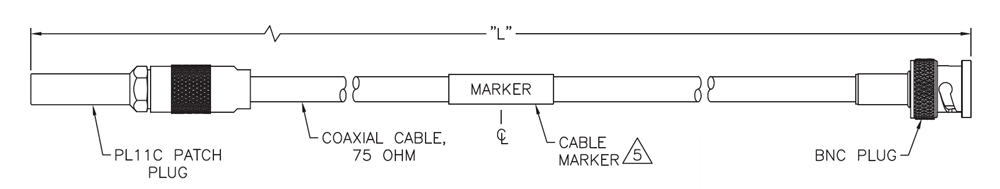 Technische Zeichnung - Trompeter / Cinch Connectivity Solutions Mini-WECo-zu-BNC-Patchkabel