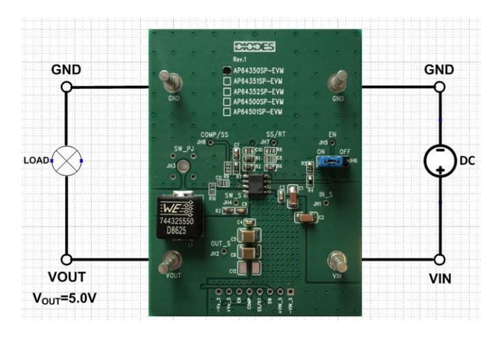 Schaltungsanordnung - Diodes Incorporated AP64350SP-EVM Evaluierungsboard