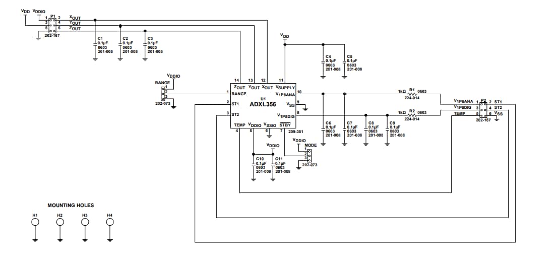 Schaltplan - Analog Devices Inc. EVAL-ADXL356BZ Evaluierungsboard
